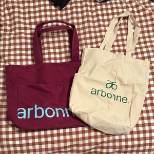 Arbonne Maroon and Beige Tote Duo